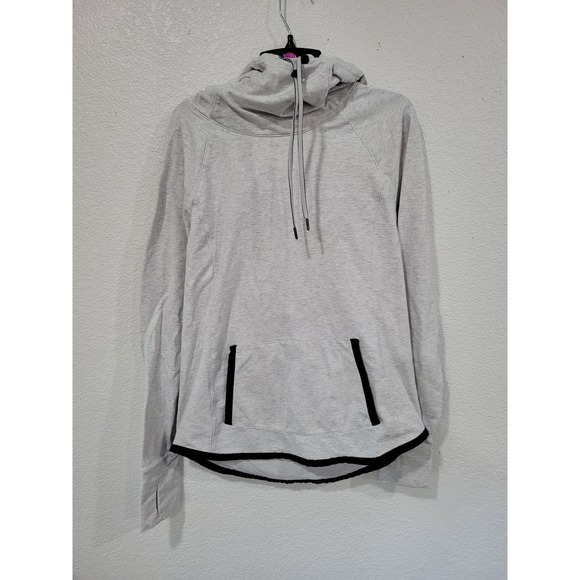 Athleta Tops - Athleta Light Gray Heathered Cowl Neck Thumbhole Hoodie Sweatshirt Size S #21